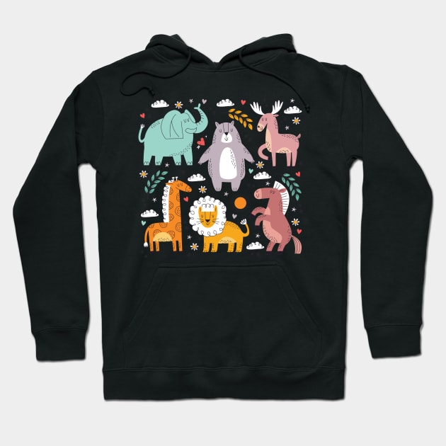 Happy Animals Hoodie by edwardecho